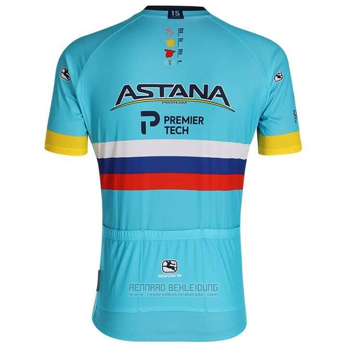 2020 Fahrradbekleidung Astana Champion Russland Trikot Kurzarm und Tragerhose - zum Schließen ins Bild klicken